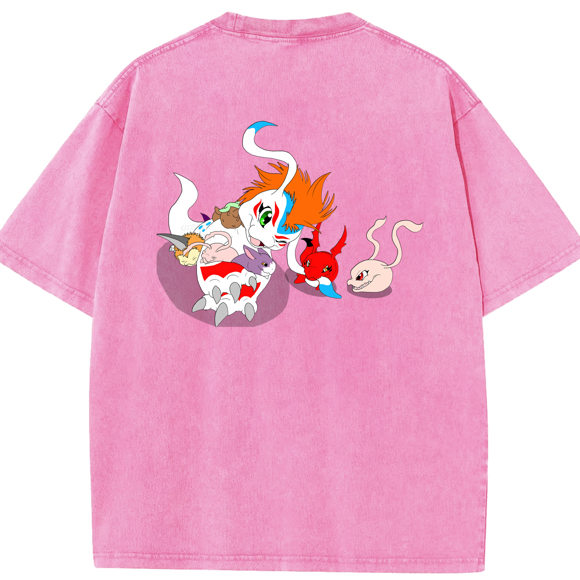 （画像用） Digimon デジタルモンスター/デジモン 綿100% ヴィンテージ風 半袖Tシャツ（背面プリント）